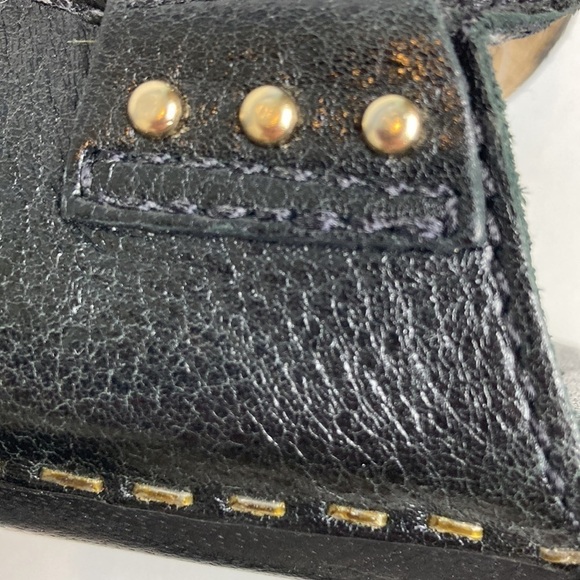 Michael Kors Pebbled Leather Wood Heeled Black Clog Tassel 7.5 Menswear Academia - Picture 11 of 16